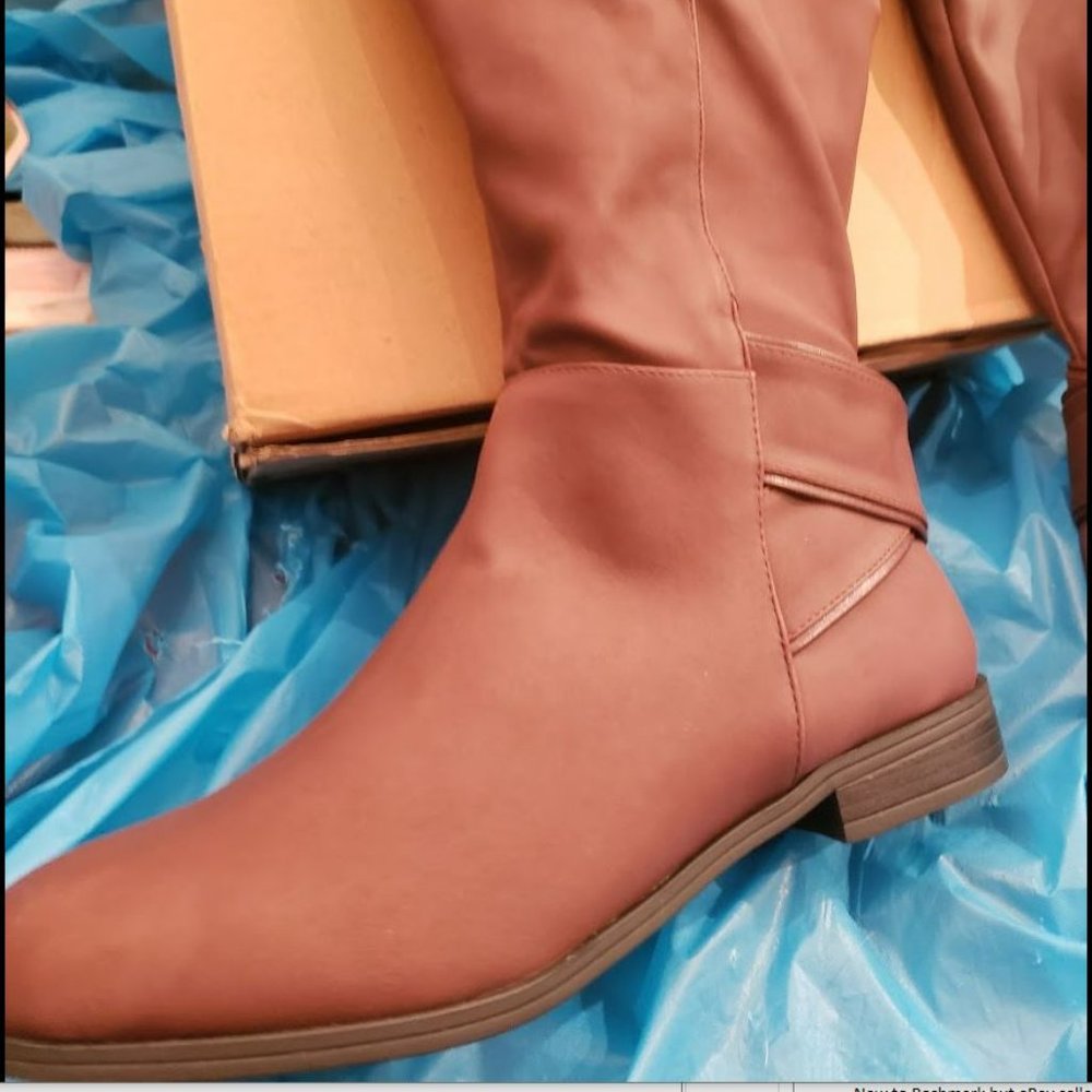 Comfortview Women's Wine Burgundy Wide Calf Boot 8.5 WW NIB ISLA